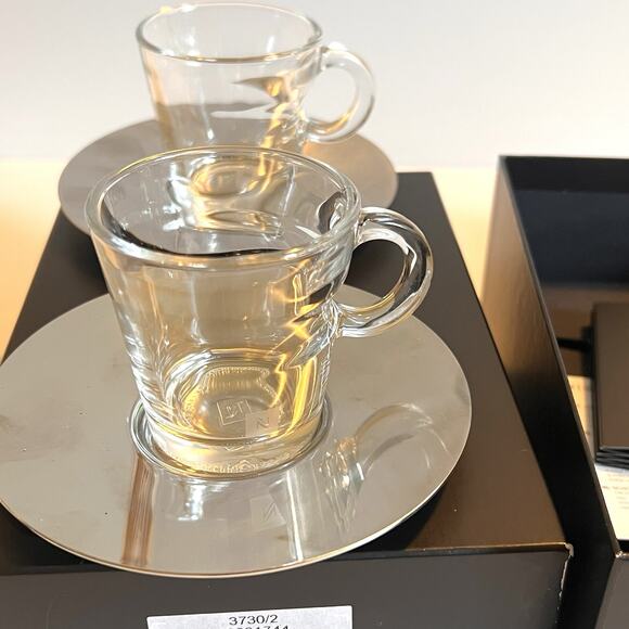 Nespresso View Atelier Design Collection Espresso Set of 2 Glasses + Saucers NIB - Picture 4 of 16